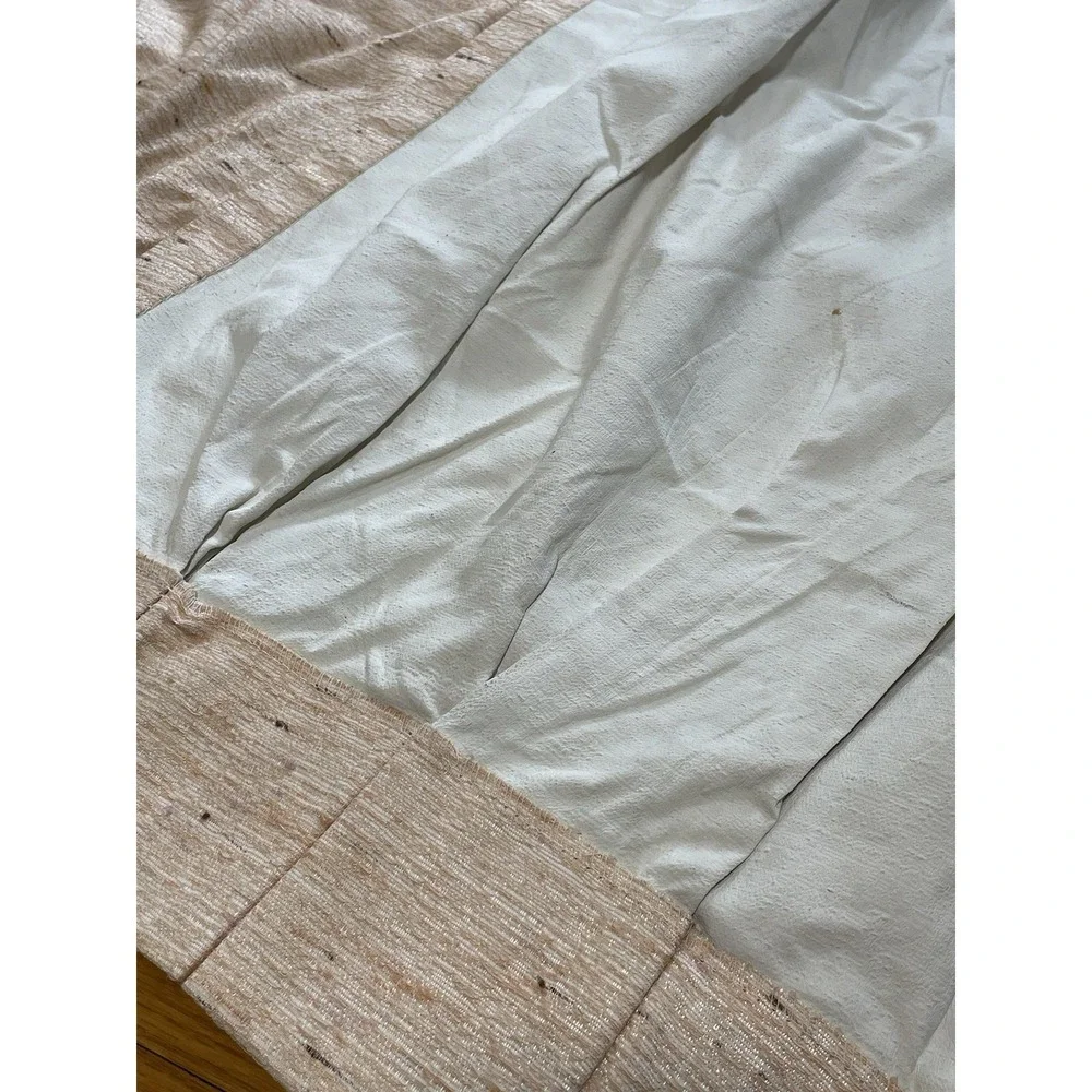 Vintage Tan Tweed Drapes 2 Curtain Panels‎ Pinch Pleat MCM 22 X 83 ea